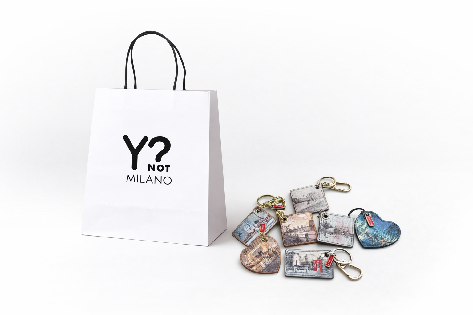 Confezione regalo YNOT? con sacchetto marchiato e portachiavi omaggio