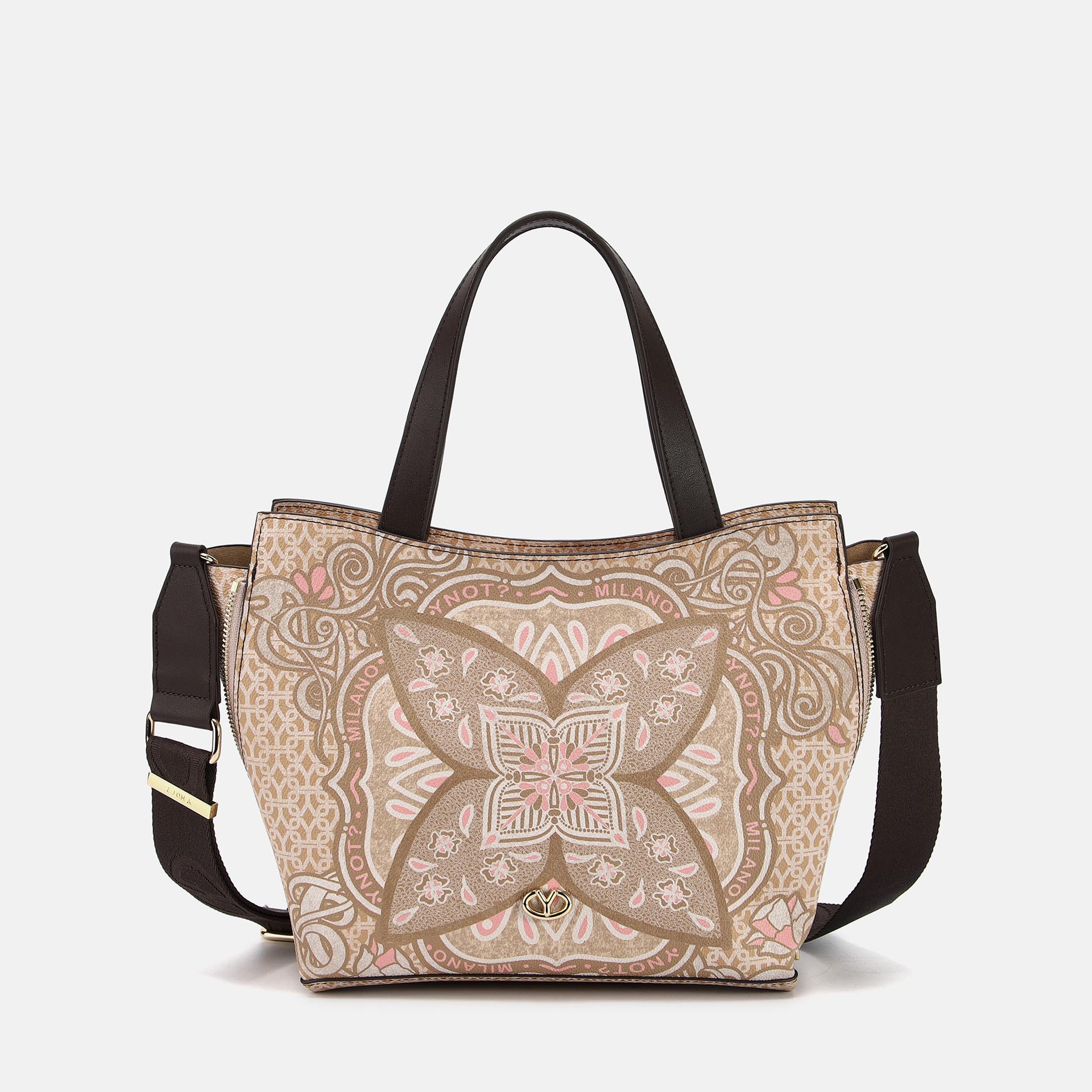 Ynot? Donna  Tote  Medium Stampa Flower   Beige