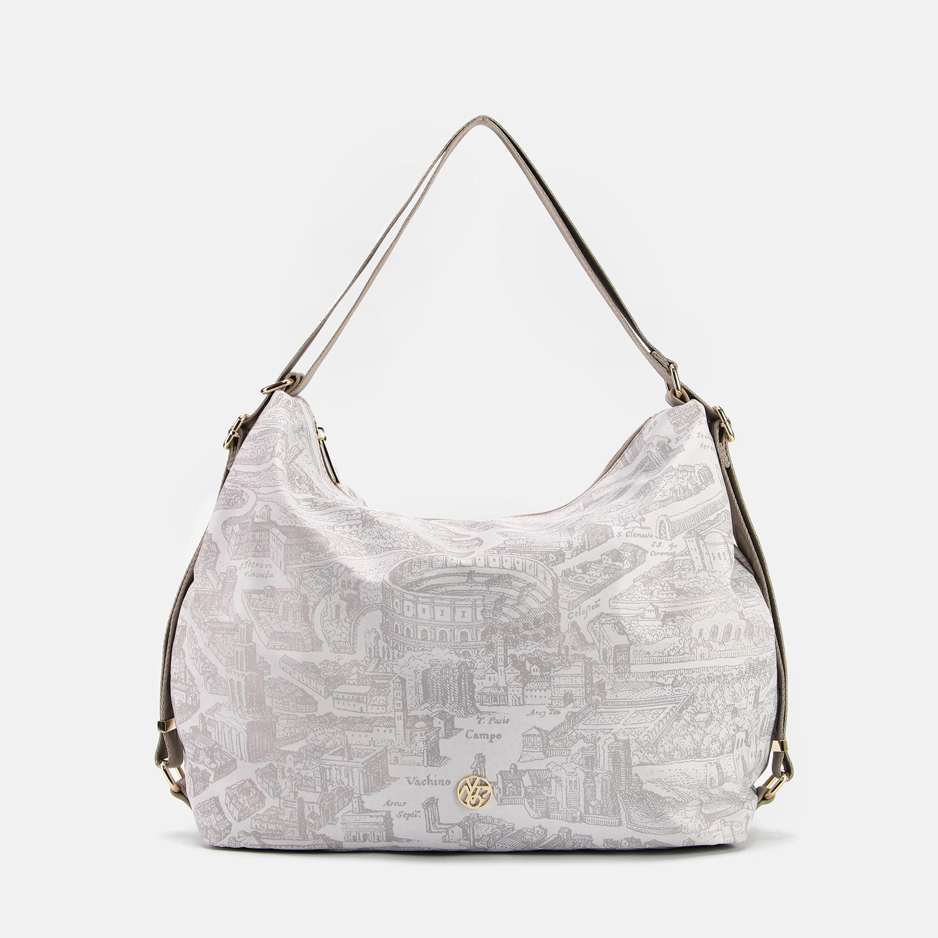 Ynot? Borsa Hobo Gum Small Fantasia Città Grigio