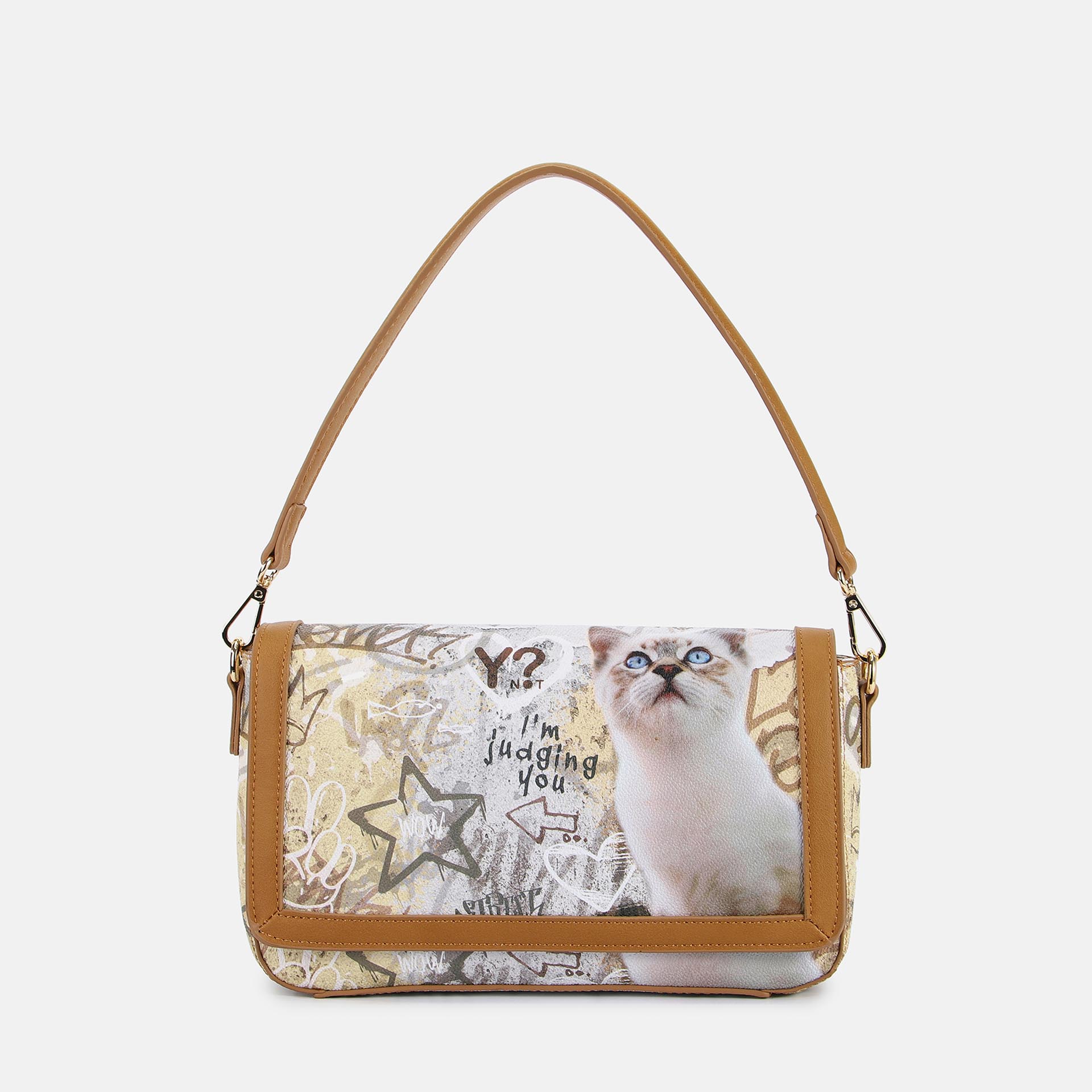YNot Ynot? Baguette Metro Chic  Stampa Dog & Cat Cat Borsa Sottospalla da donna