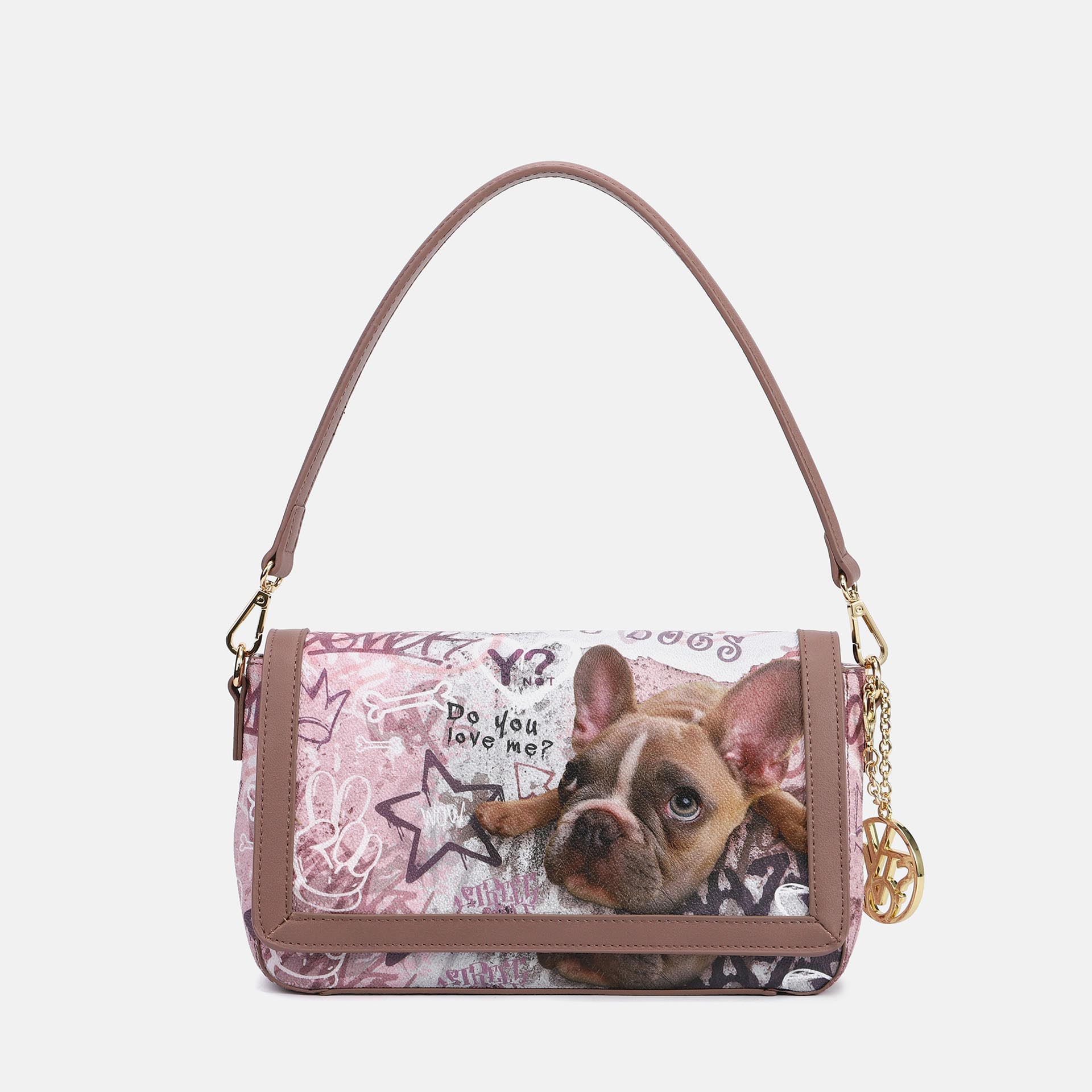 YNot Ynot? Baguette Metro Chic  Stampa Dog & Cat Dog Borsa Sottospalla da donna