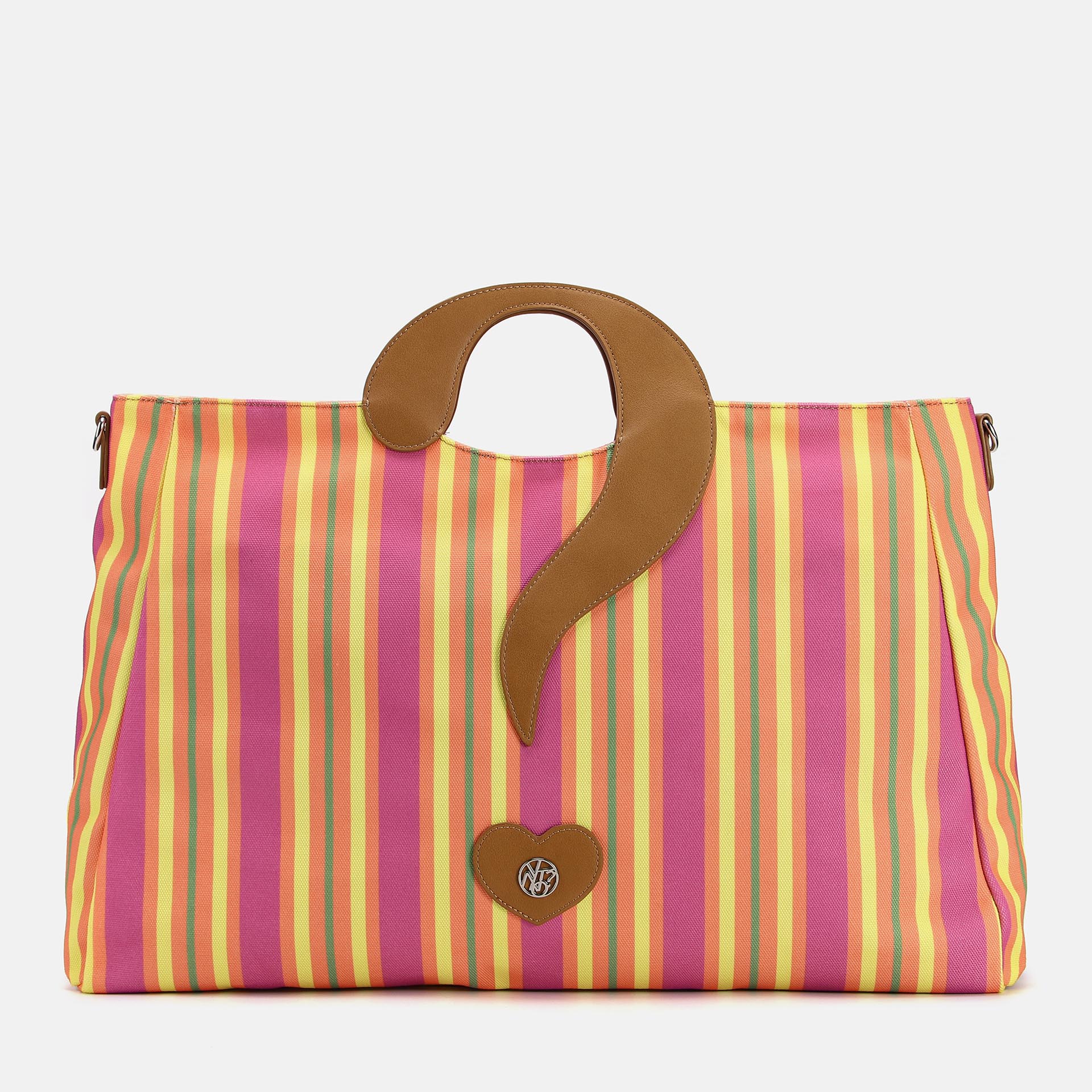 Ynot?borsa Square Shopping Large Stripes Linea Iconica Mare Orange