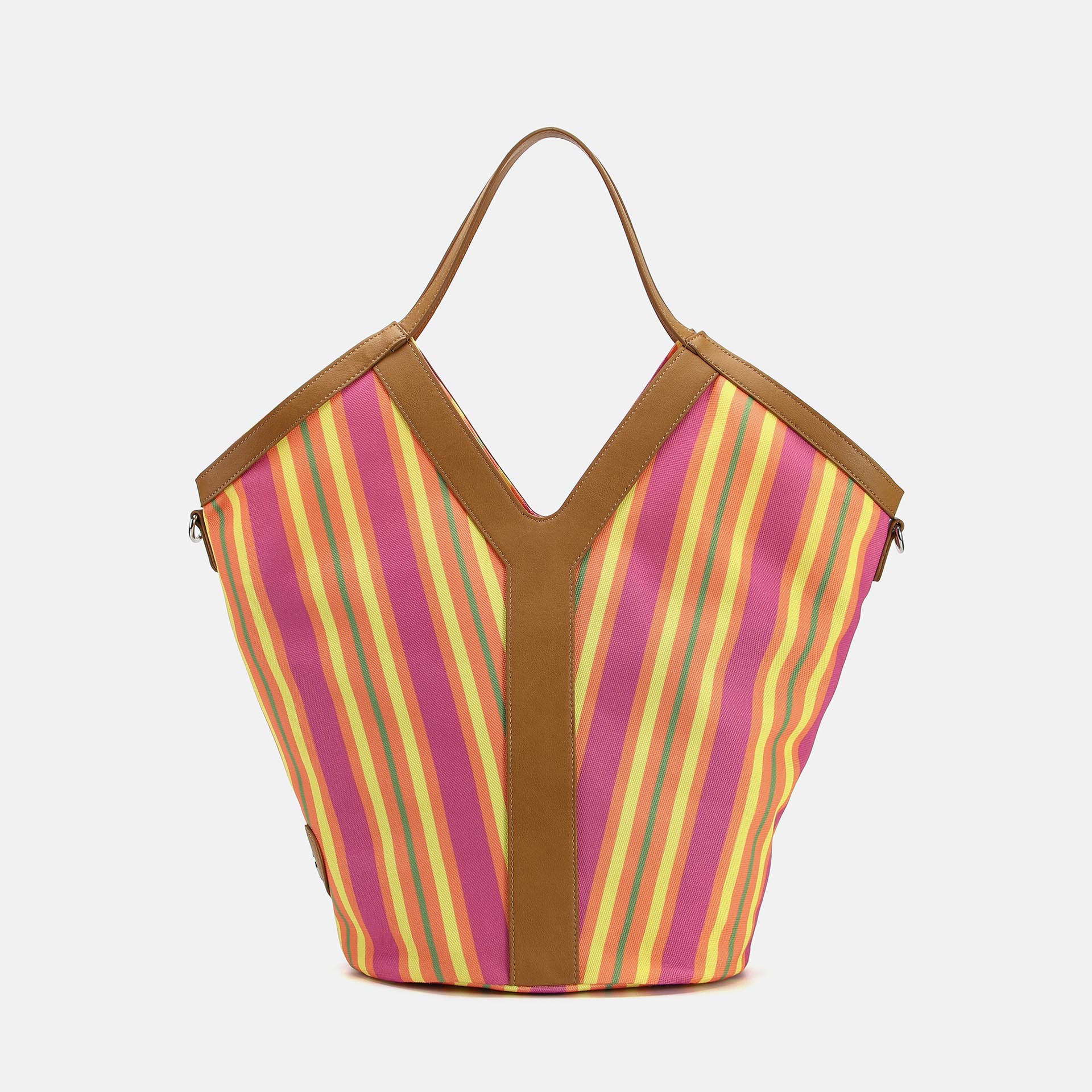 Ynot?borsa  Tote Large Stripes Linea Iconica Mare Orange