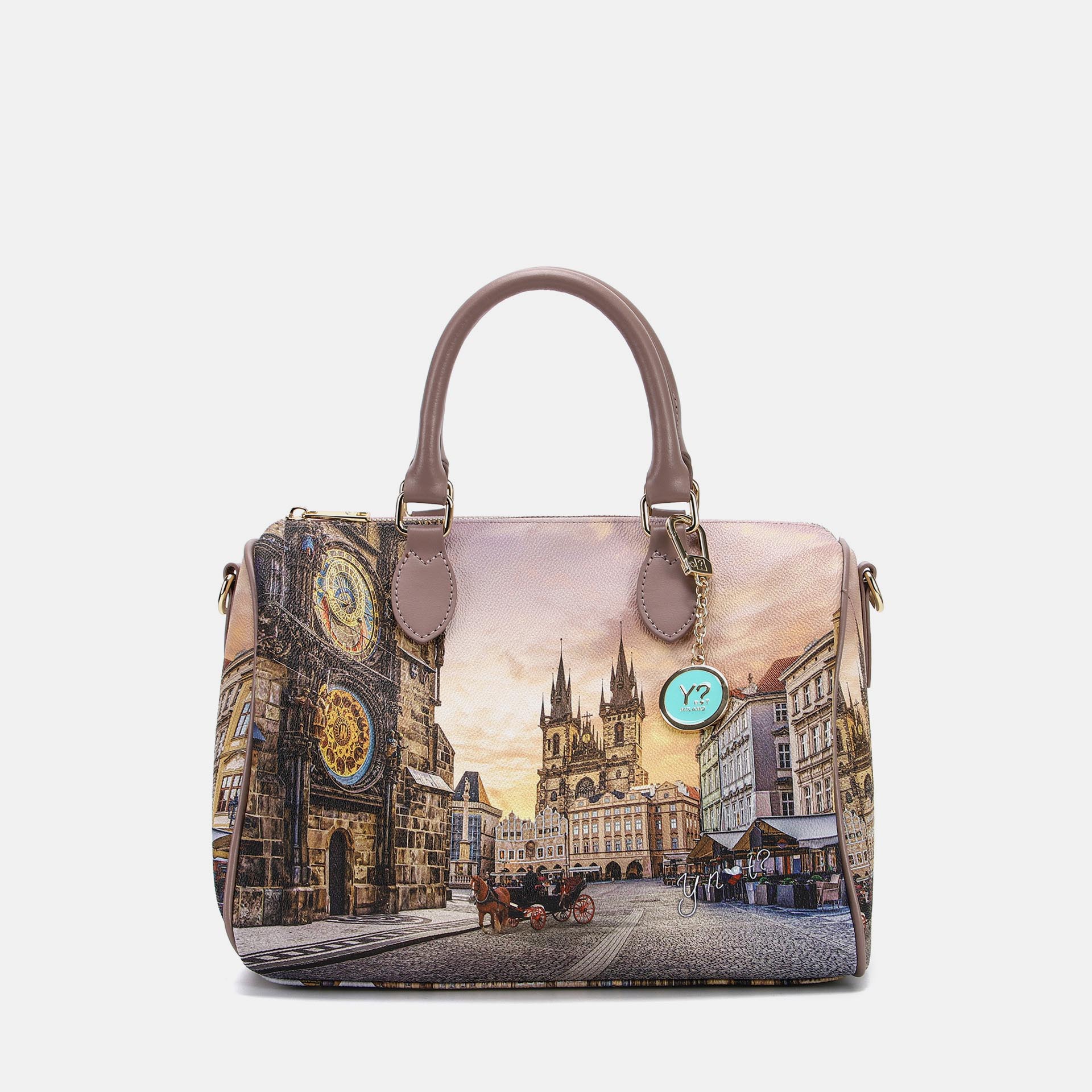 YNot Ynot? Bauletto Yes Bag Stampa Città Astro Clock Borsa Bauletto da donna