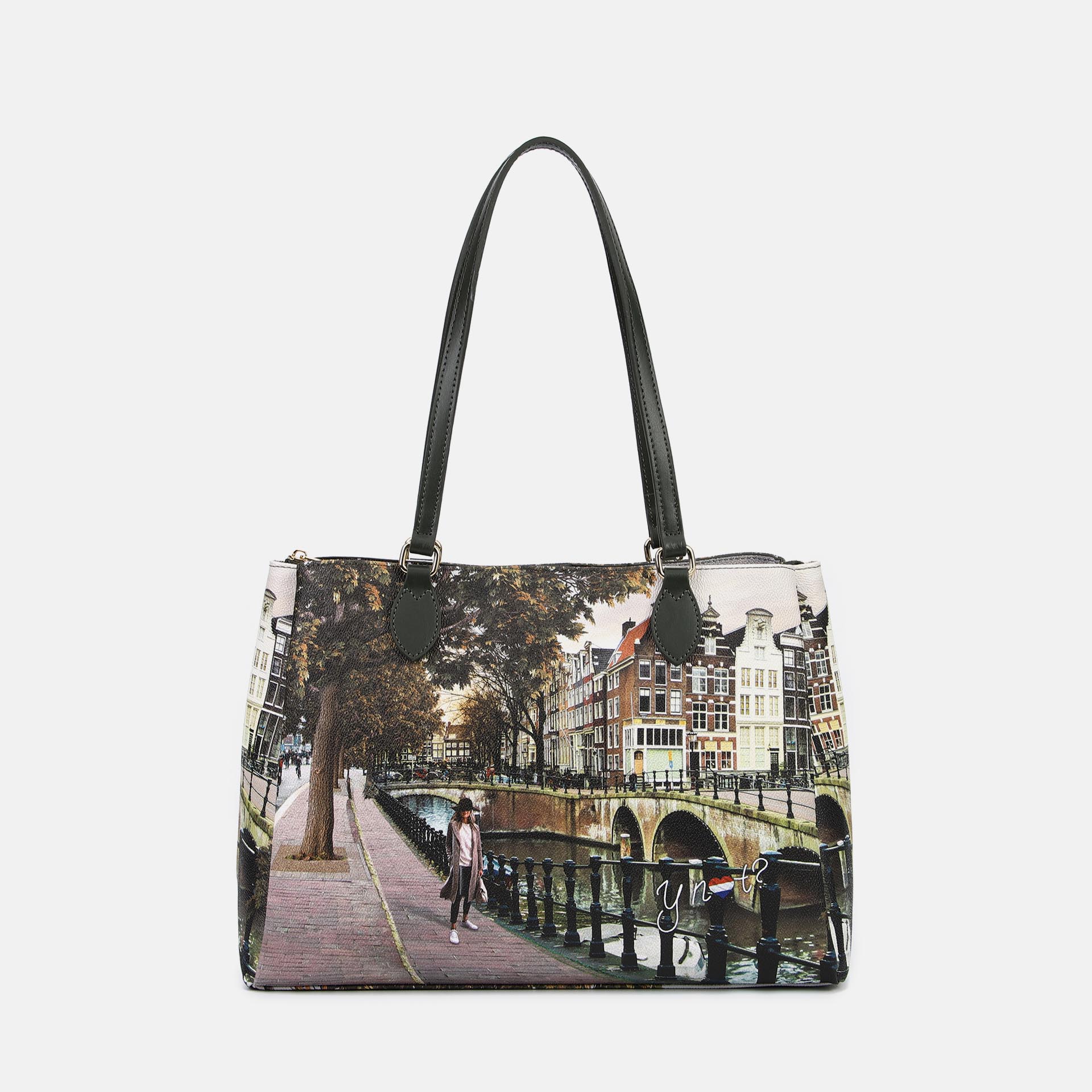 Ynot? Borsa Tote Yes Bag Stampa Città Amsterdam Bridge