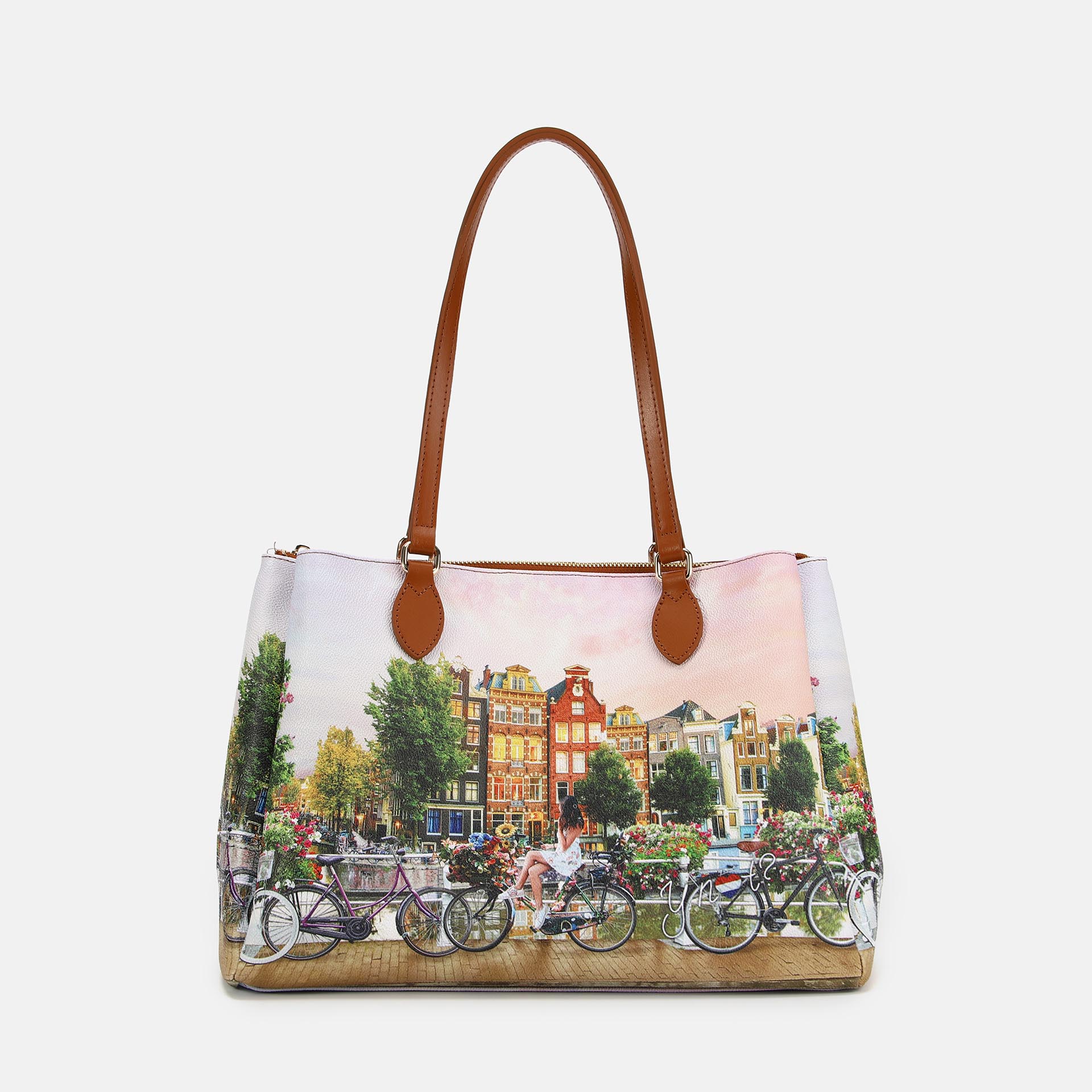 Ynot? Borsa Tote Yes Bag Stampa Città Flower River