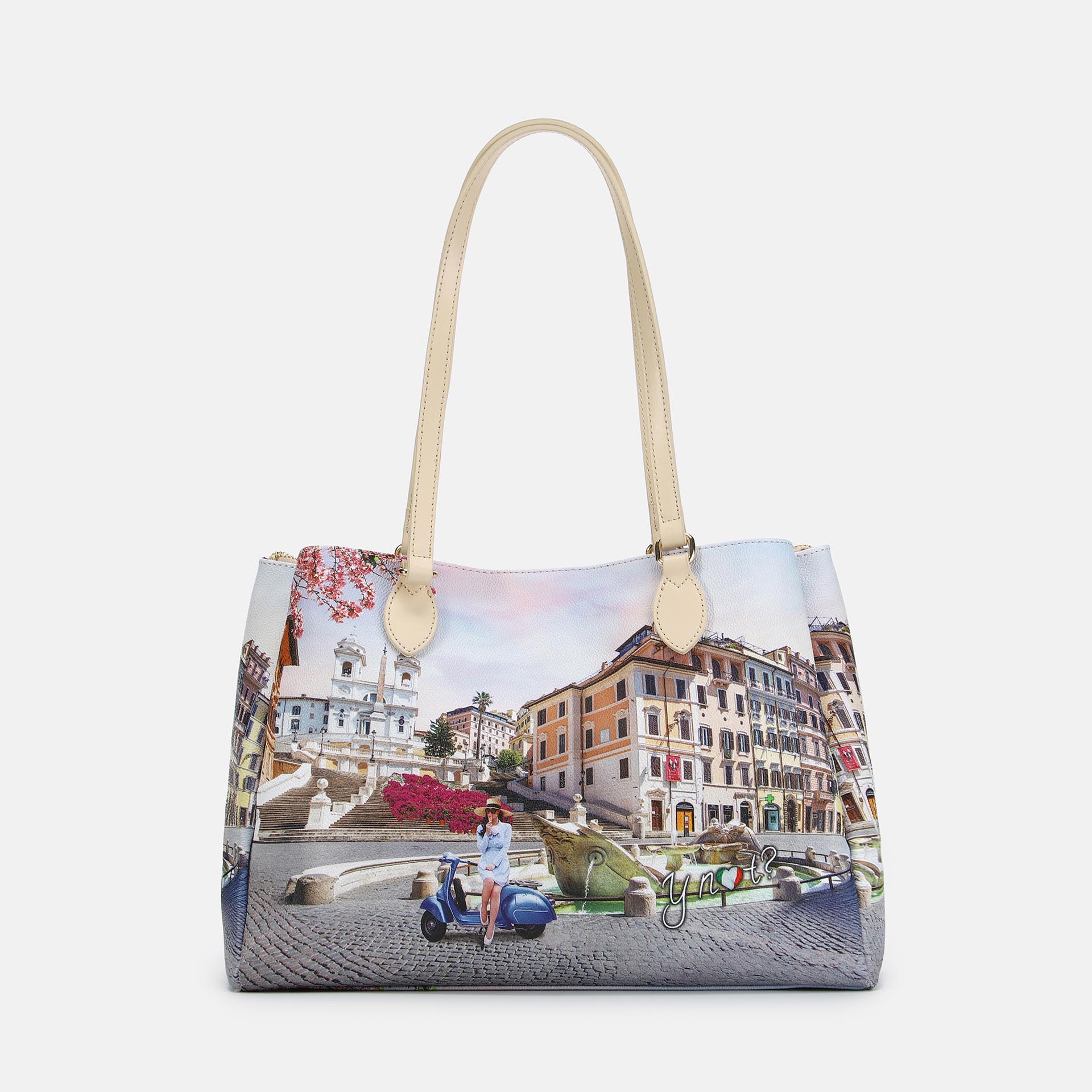 Ynot? Borsa Tote Yes Bag Stampa Città Vacanza Romana