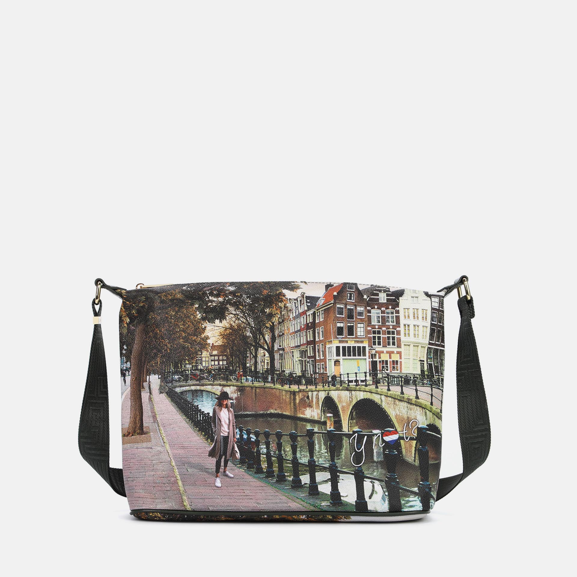 Ynot?borsa Sacca Large Yes Bag Stampa Città Amsterdam Bridge