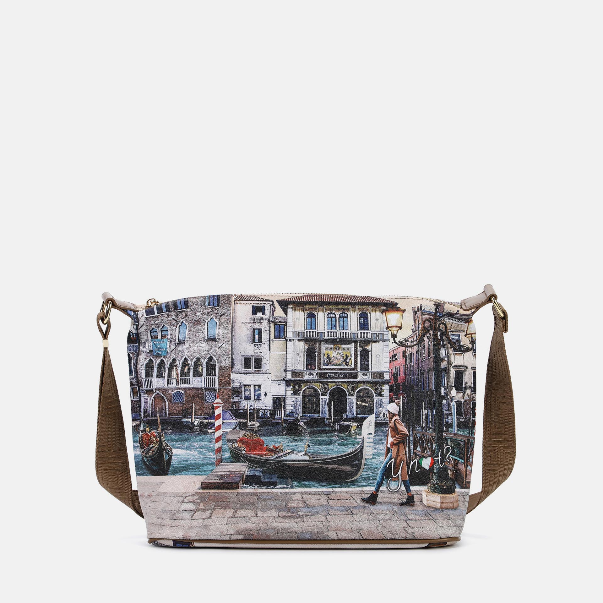 Ynot?borsa Sacca Large Yes Bag Stampa Città Blue Lagoon