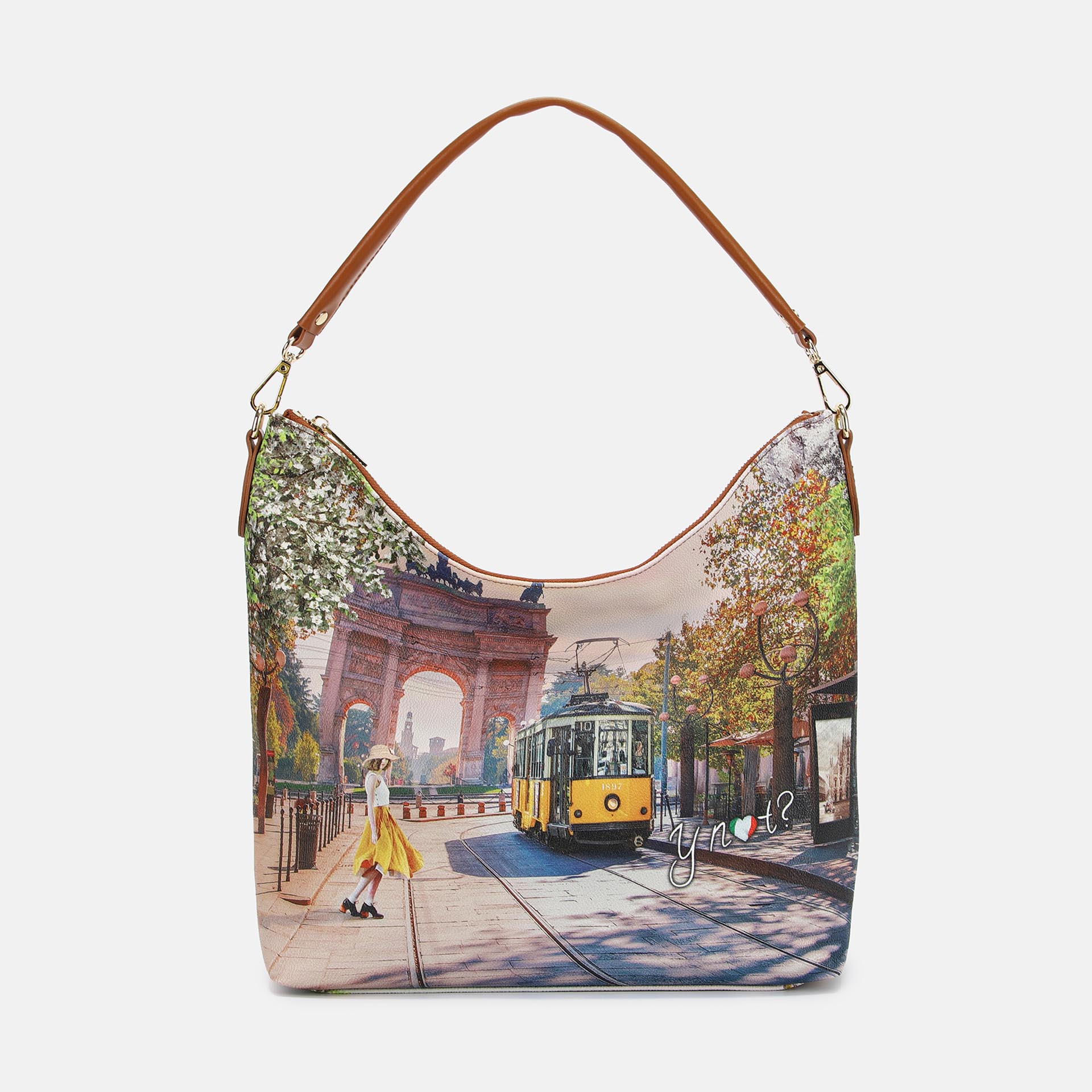 Ynot? Borsa Sacca Yes Bag Stampa Città Spring In Milan