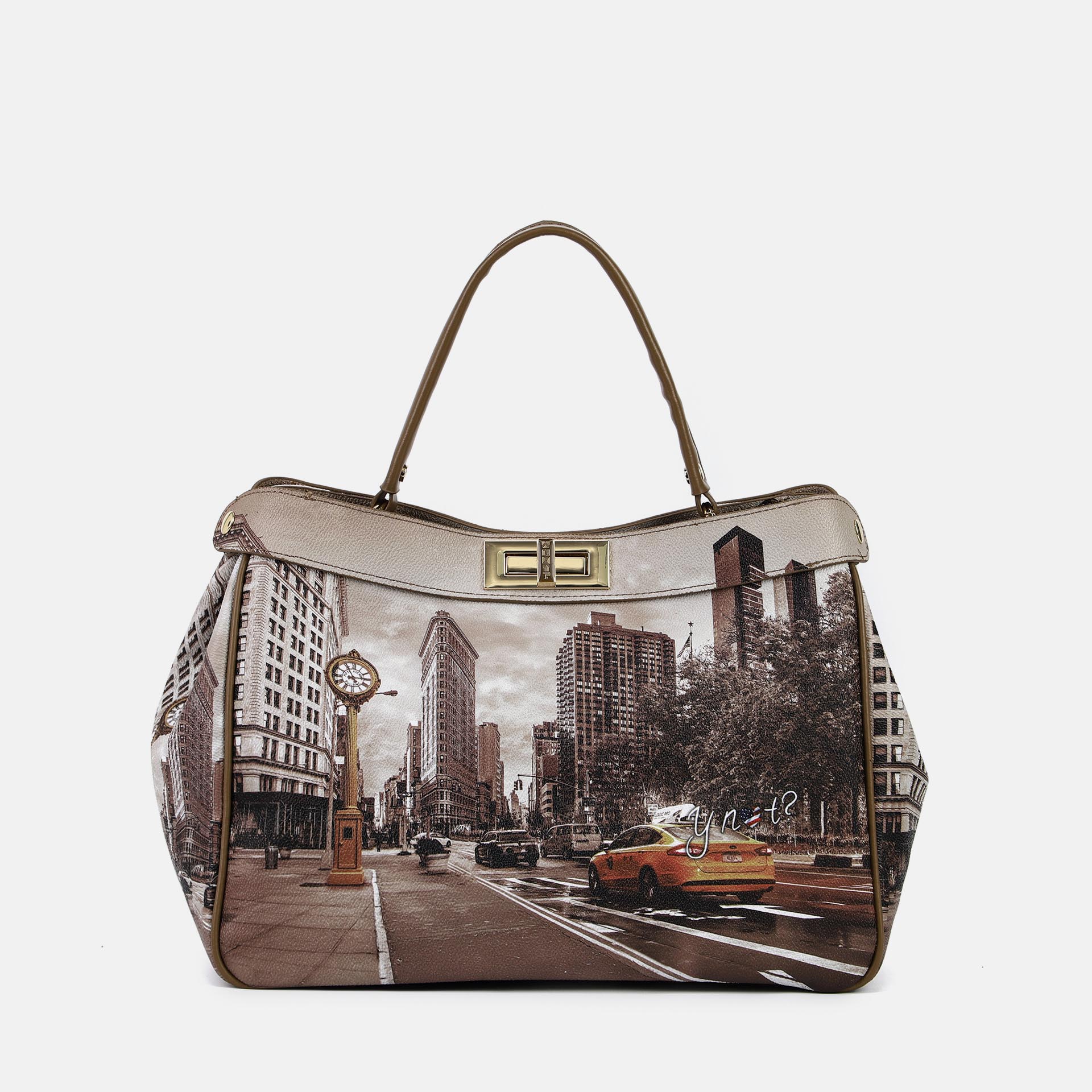 Ynot? Borsa Tote Yes Bag Stampa Città Golden Time