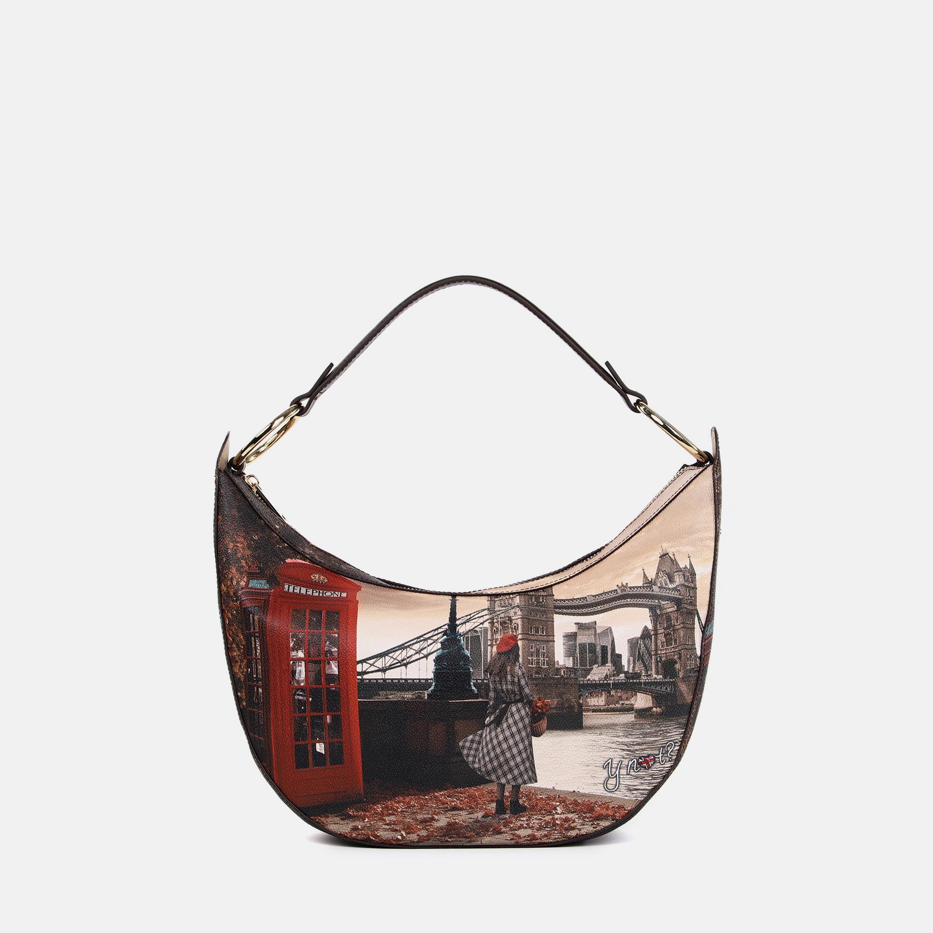 Ynot? Borsa Tracolla Mezzaluna Yes Bag Stampa Città London Bridge